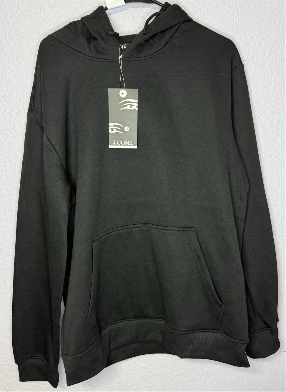 J.Come Hoodie Men’s Large Black Pullover Sweatshirt NWT Streetwear